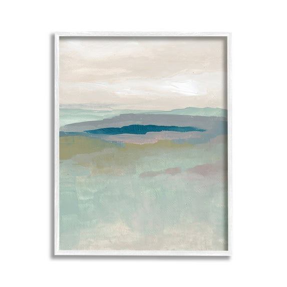 Stupell Industries Muted Abstract Beach Landscape Abstract Painting White Framed Art Print Wall Art, 11 x 14