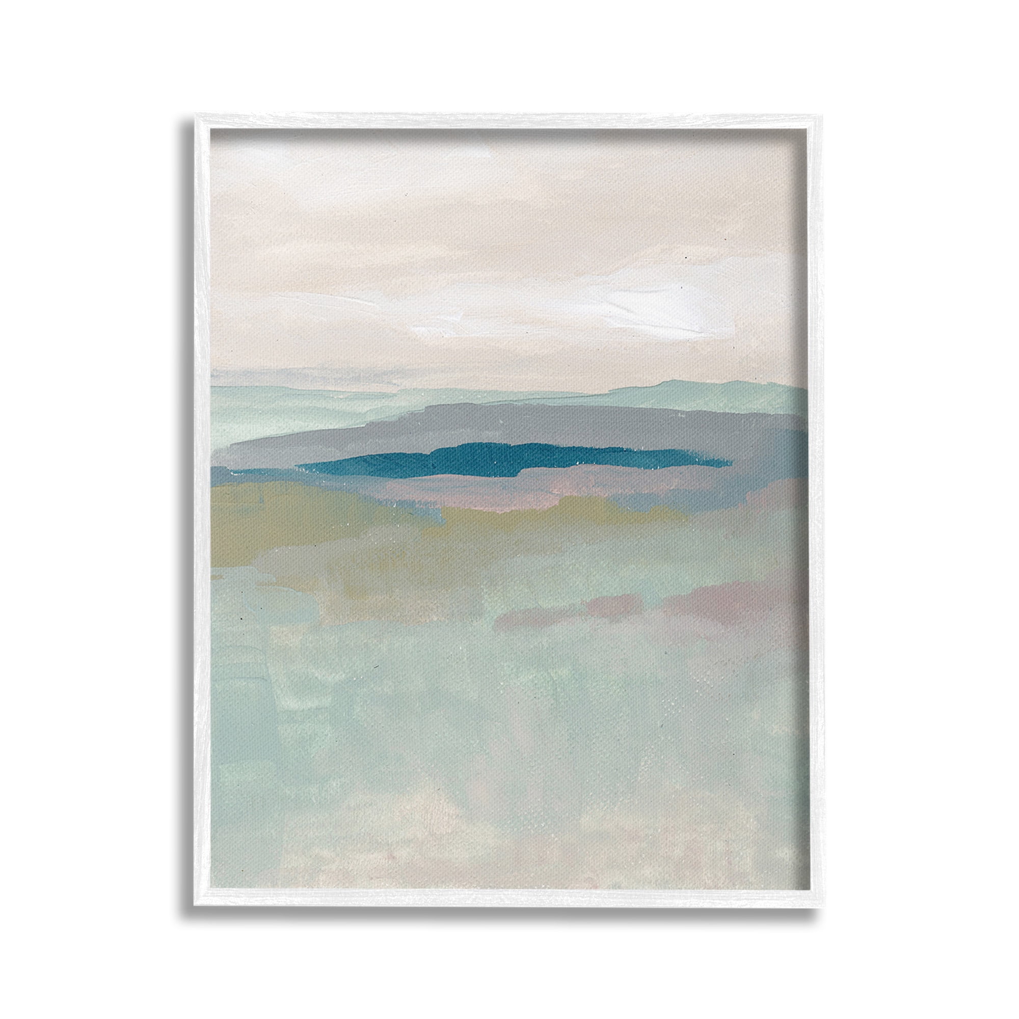 Stupell Industries Muted Abstract Beach Landscape Abstract Painting White Framed Art Print Wall Art, 16 x 20