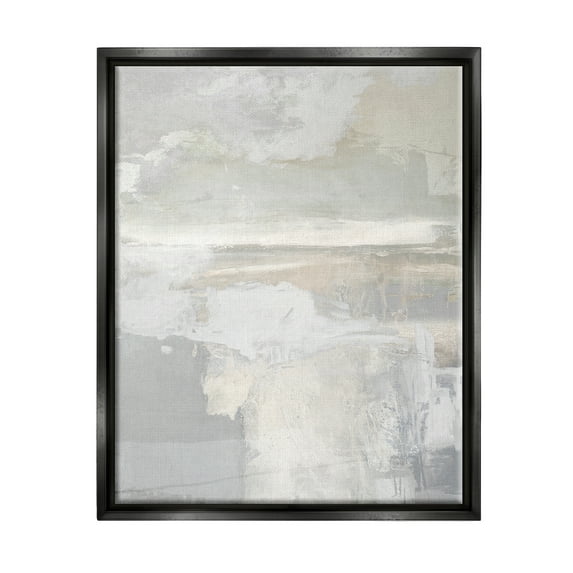 Stupell Industries Muted Abstract Painting Abstract Painting Black Floater Framed Canvas Art Print Wall Art, 25 x 31