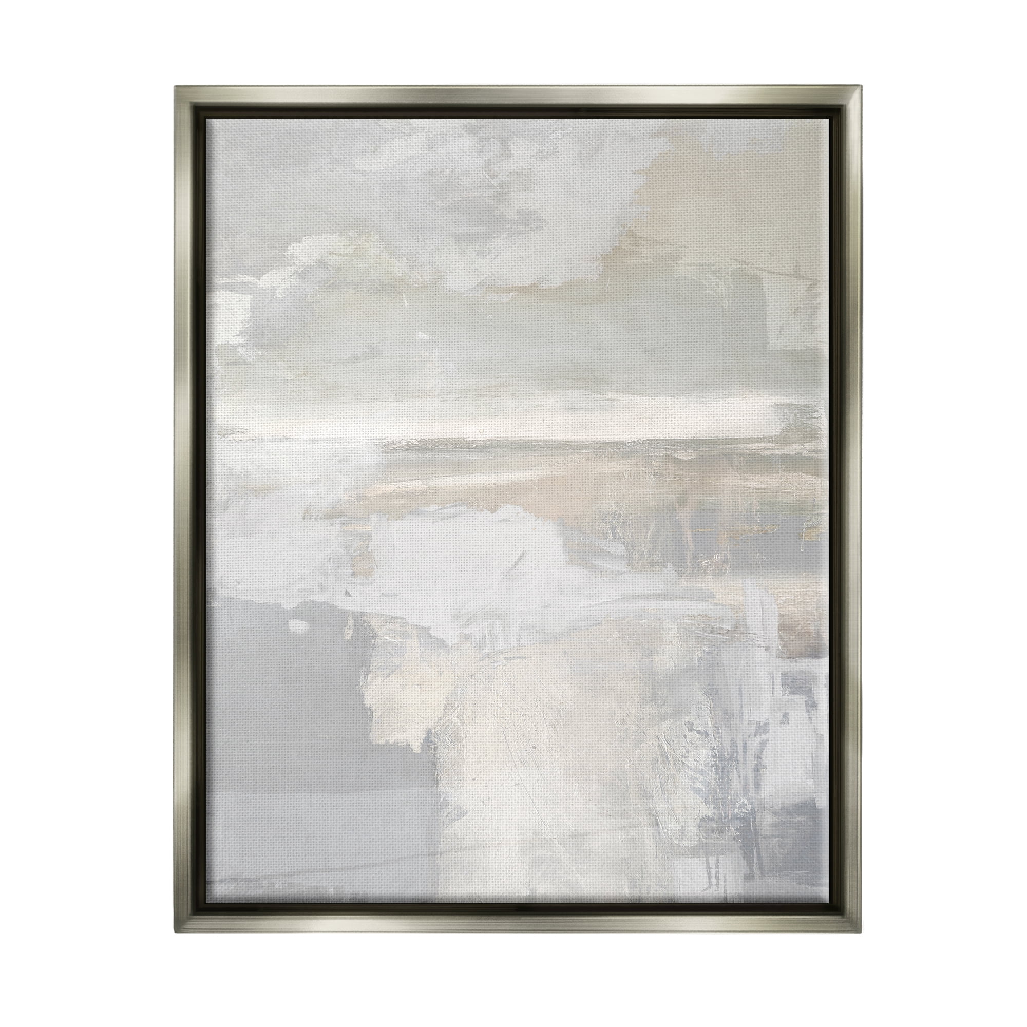 Stupell Industries Muted Abstract Painting Abstract Painting Gray Floater Framed Canvas Art Print Wall Art, 17 x 21
