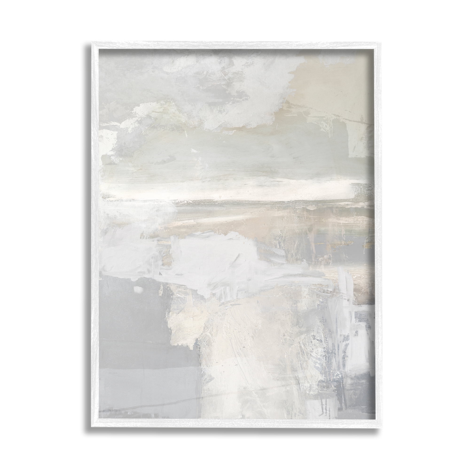 Stupell Industries Muted Abstract Painting Abstract Painting White Framed Art Print Wall Art, 11 x 14