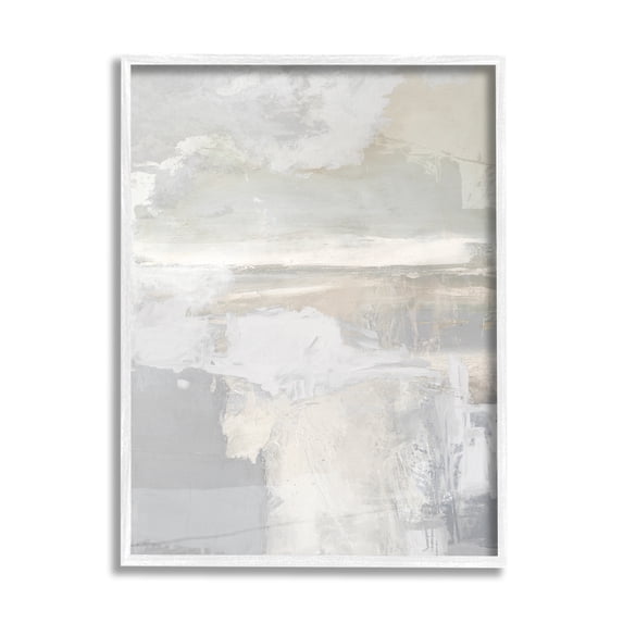 Stupell Industries Muted Abstract Painting Abstract Painting White Framed Art Print Wall Art, 16 x 20