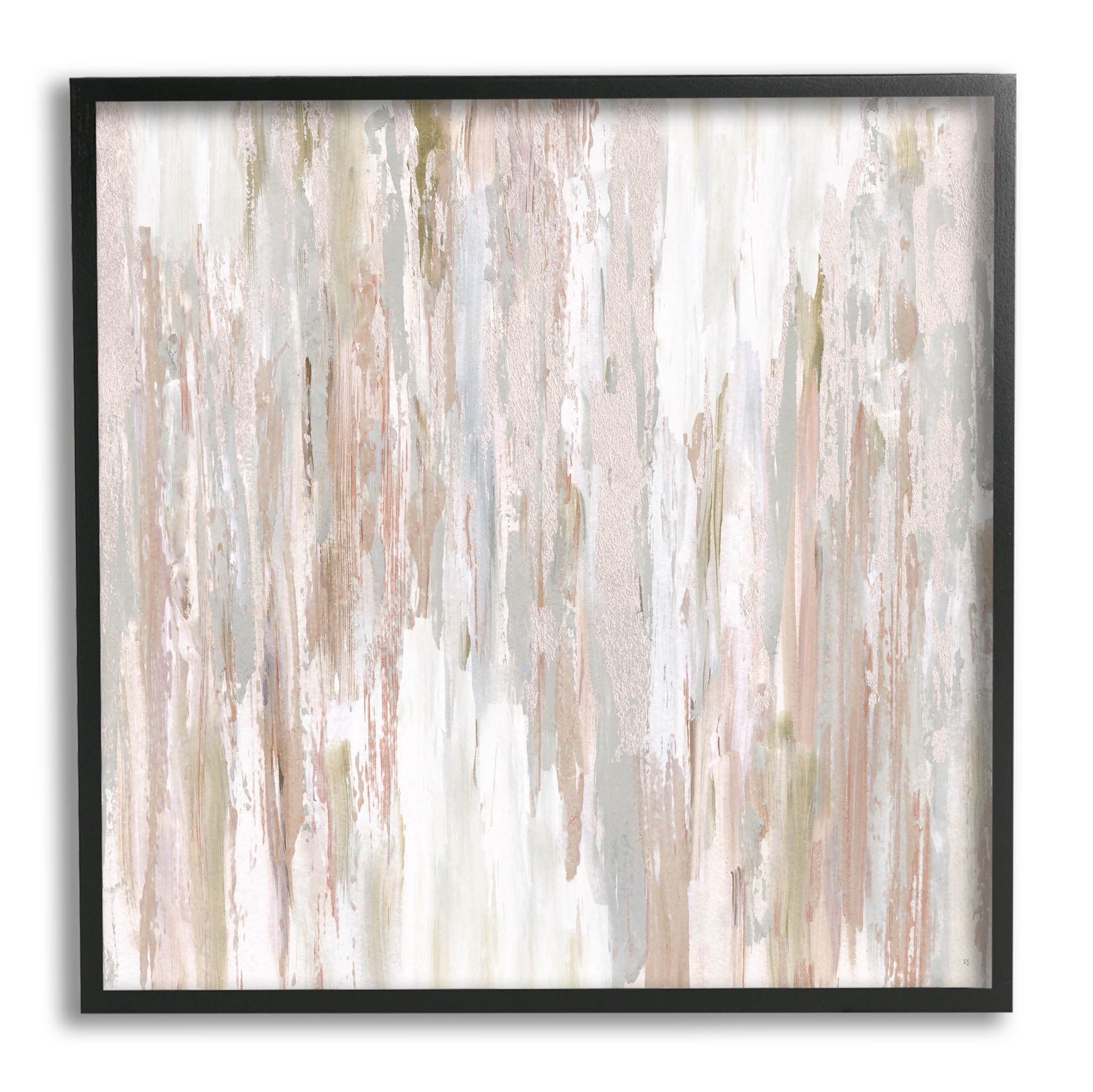 Stupell Industries Muted Abstract Rain Streaks Graphic Art Black Framed Art Print Wall Art, Design by Susan Jill