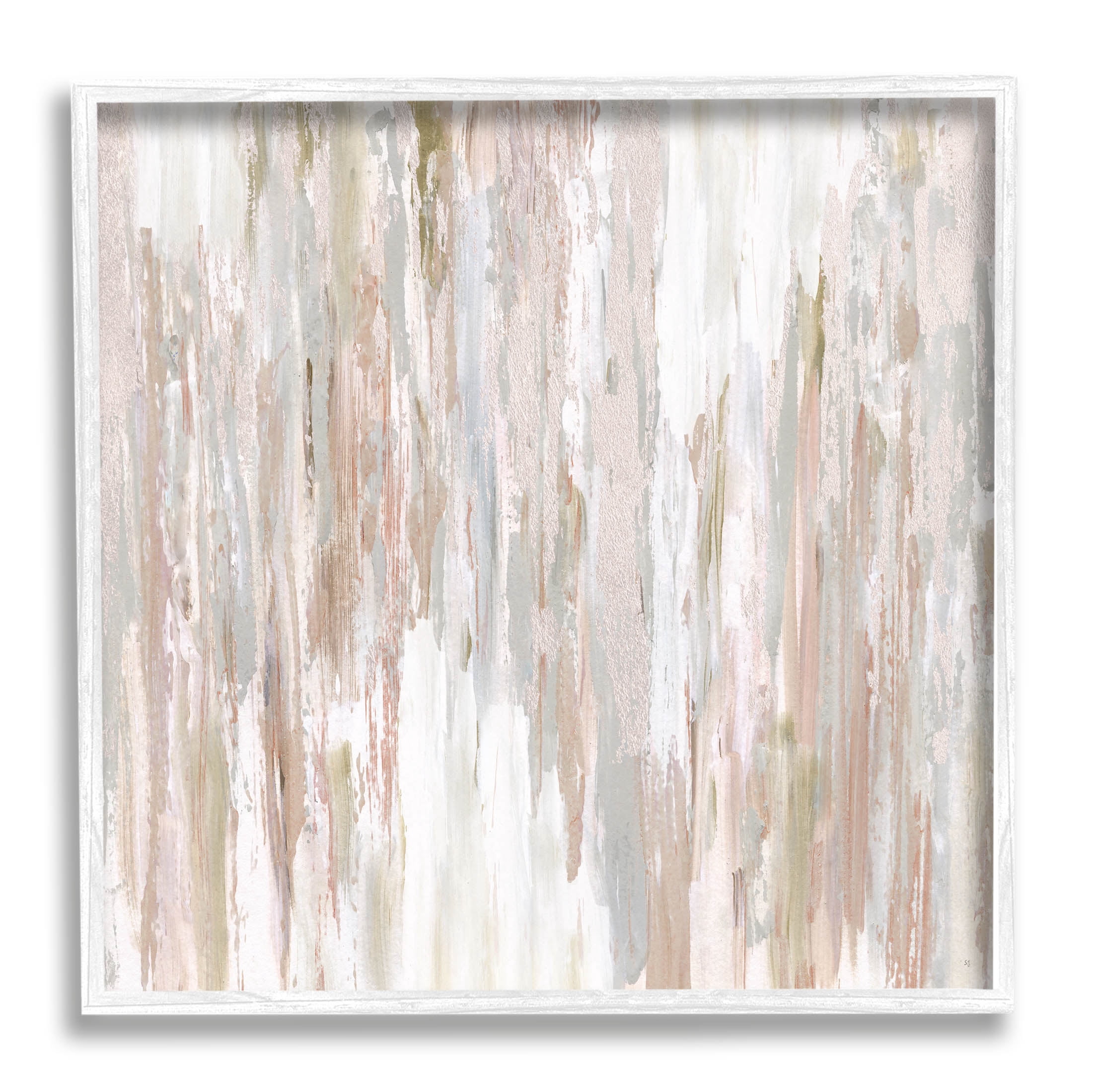 Stupell Industries Muted Abstract Rain Streaks Graphic Art White Framed Art Print Wall Art, Design by Susan Jill