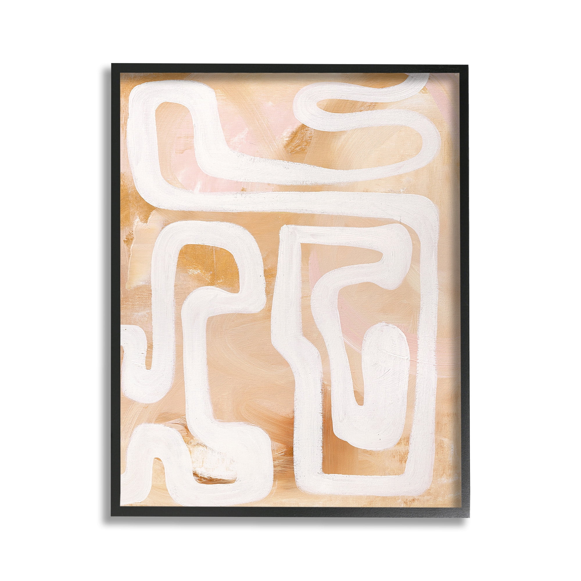 Stupell Industries Muted Abstract Squiggle Abstract Painting Black Framed Art Print Wall Art, 11 x 14