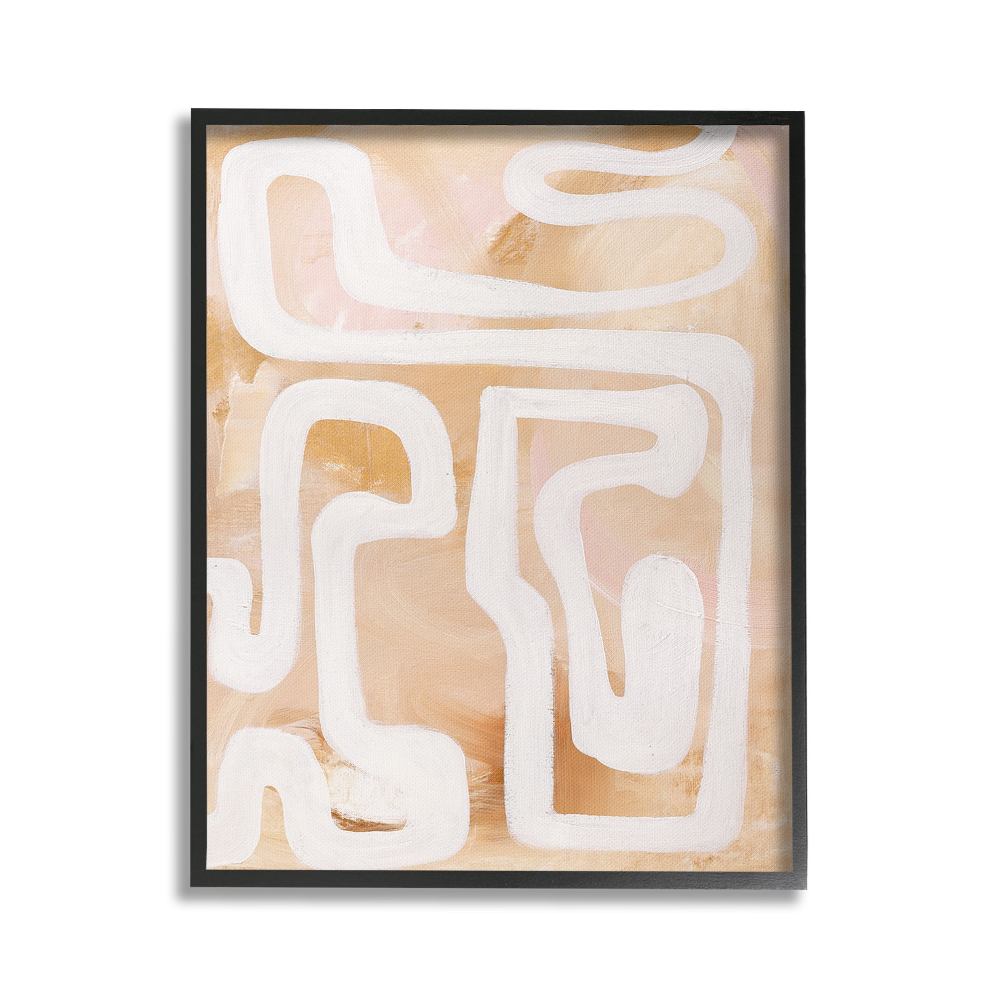 Stupell Industries Muted Abstract Squiggle Abstract Painting Black Framed Art Print Wall Art, 16 x 20