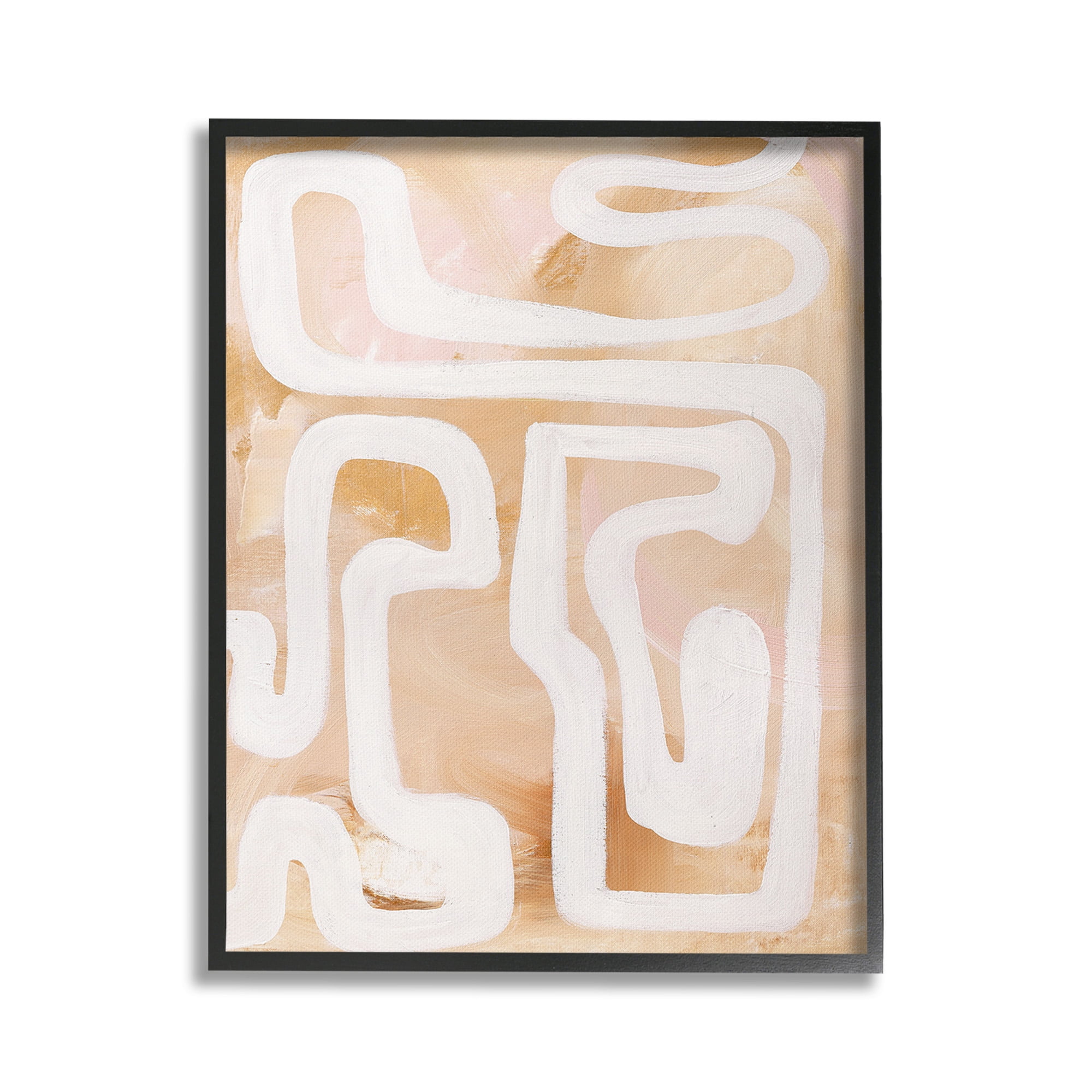 Stupell Industries Muted Abstract Squiggle Abstract Painting Black Framed Art Print Wall Art, 24 x 30