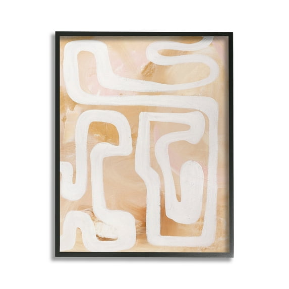 Stupell Industries Muted Abstract Squiggle Abstract Painting Black Framed Art Print Wall Art, 24 x 30