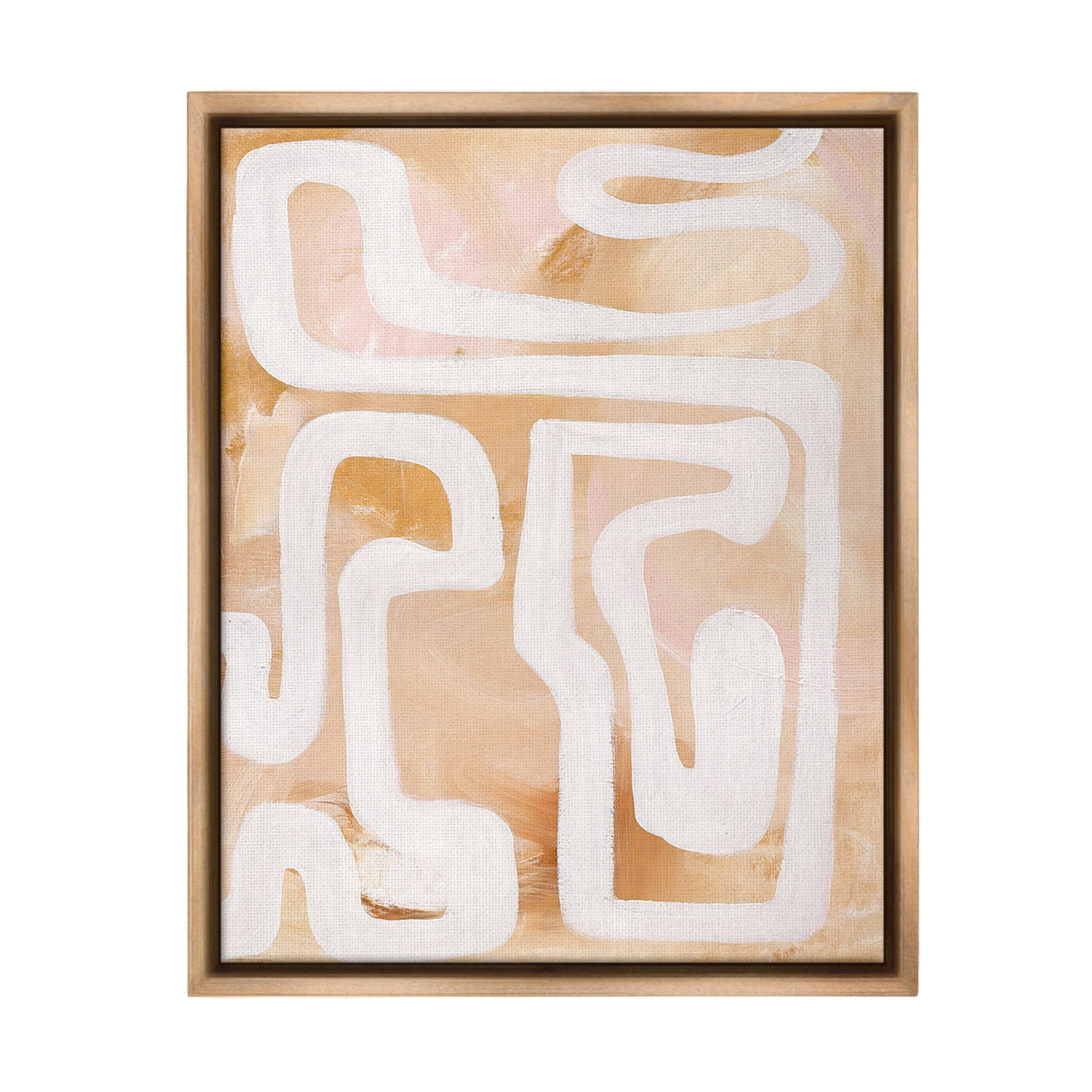 Stupell Industries Muted Abstract Squiggle Abstract Painting Brown Floater Framed Canvas Art Print Wall Art, 17 x 21