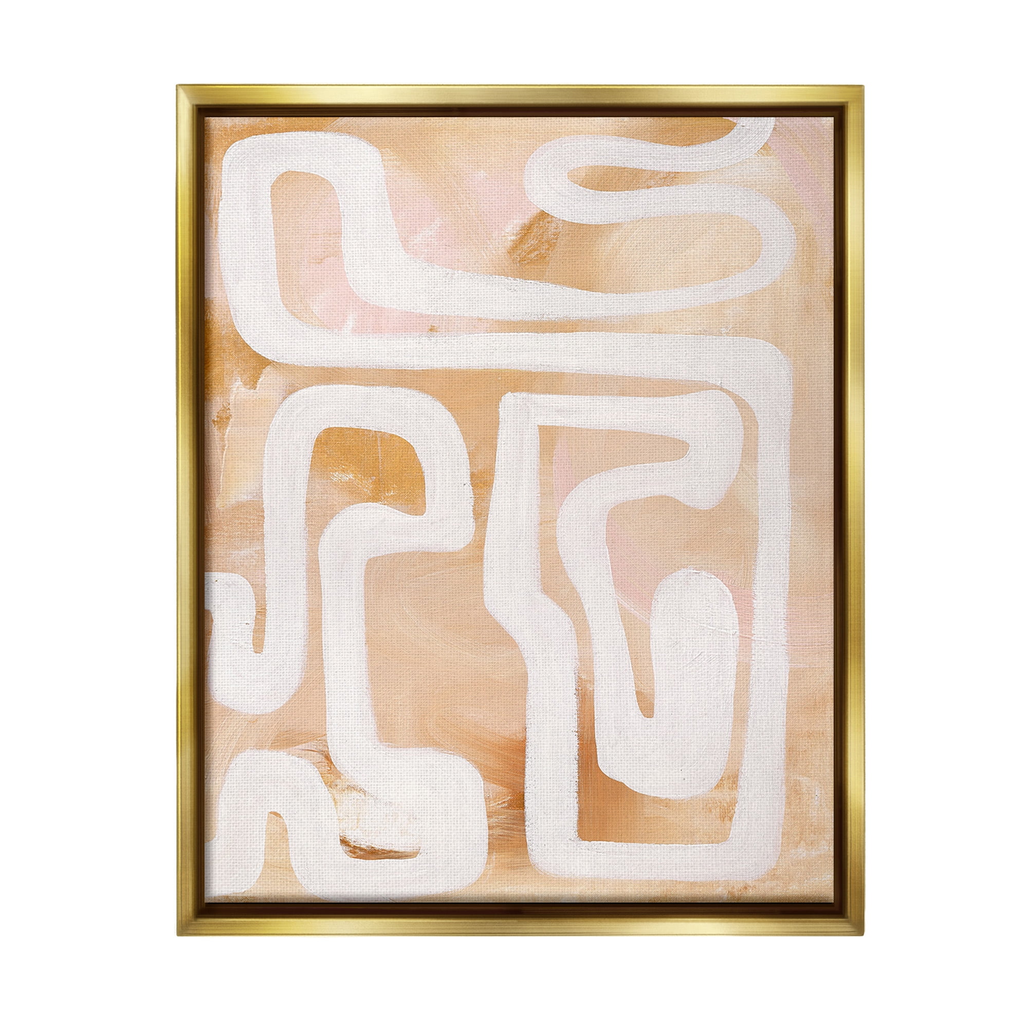 Stupell Industries Muted Abstract Squiggle Abstract Painting Gold Floater Framed Canvas Art Print Wall Art, 25 x 31