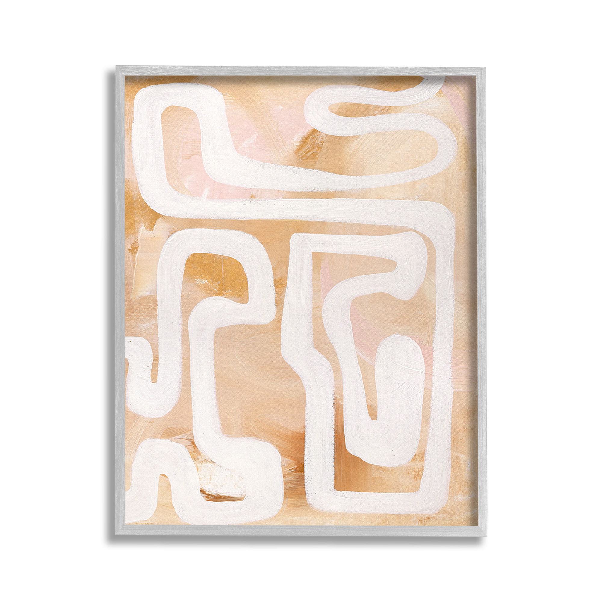 Stupell Industries Muted Abstract Squiggle Abstract Painting Gray Framed Art Print Wall Art, 11 x 14