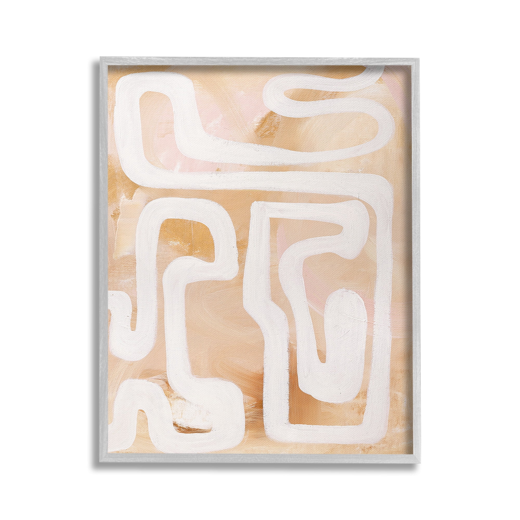 Stupell Industries Muted Abstract Squiggle Abstract Painting Gray Framed Art Print Wall Art, 24 x 30