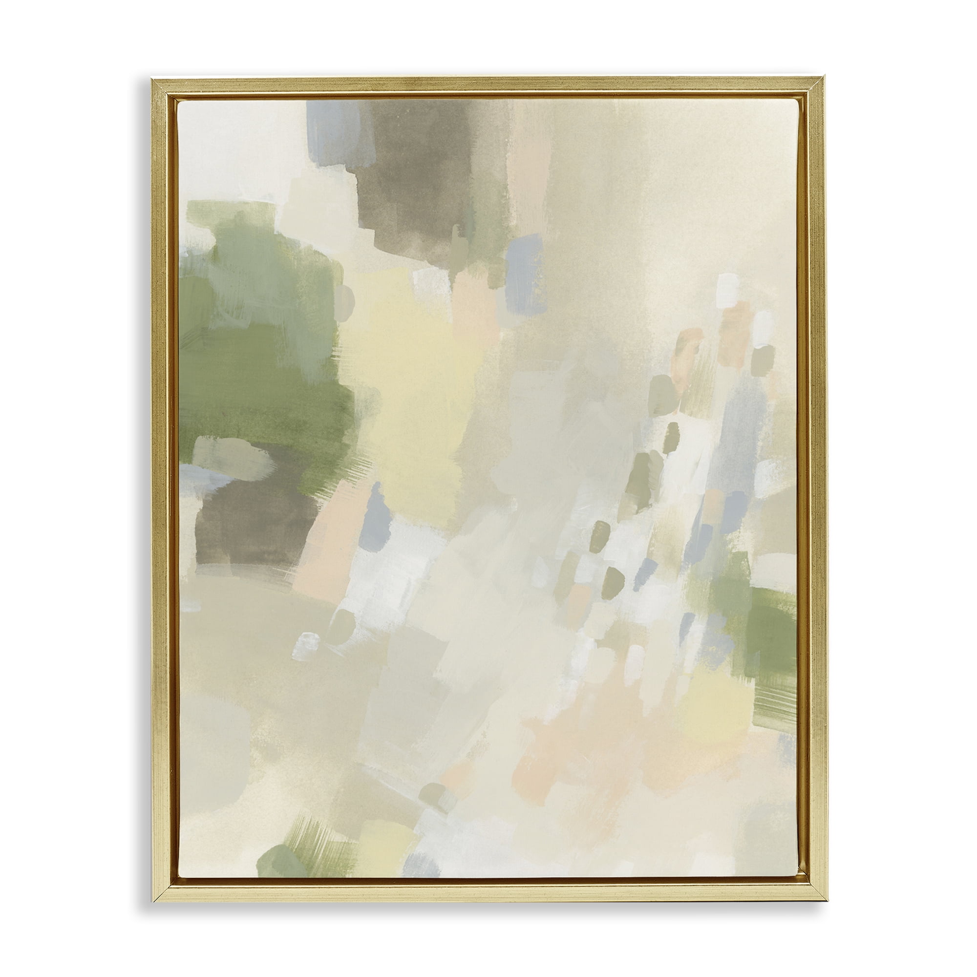 Stupell Industries Muted Abstract with Speckles Abstract Painting Gold Floater Framed Canvas Art Print Wall Art, 17 x 21