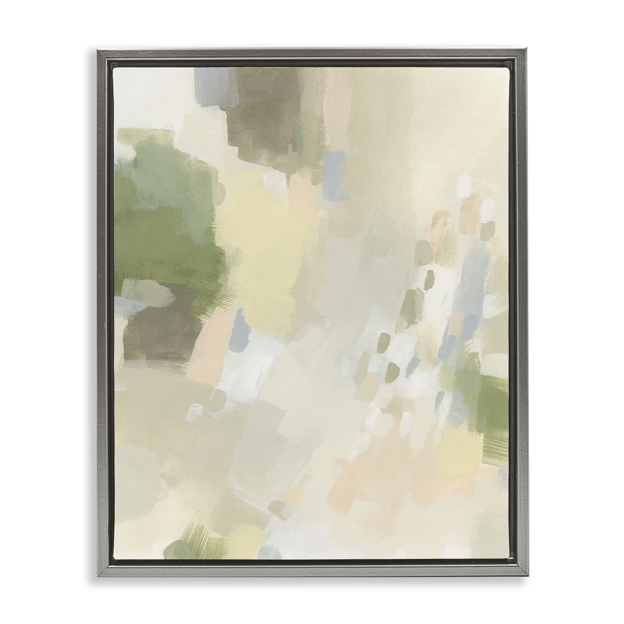 Stupell Industries Muted Abstract with Speckles Abstract Painting Gray Floater Framed Canvas Art Print Wall Art, 25 x 31