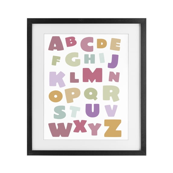 Stupell Industries Muted Alphabet Letters Black Framed Print Under Glass, design by Susan Ball