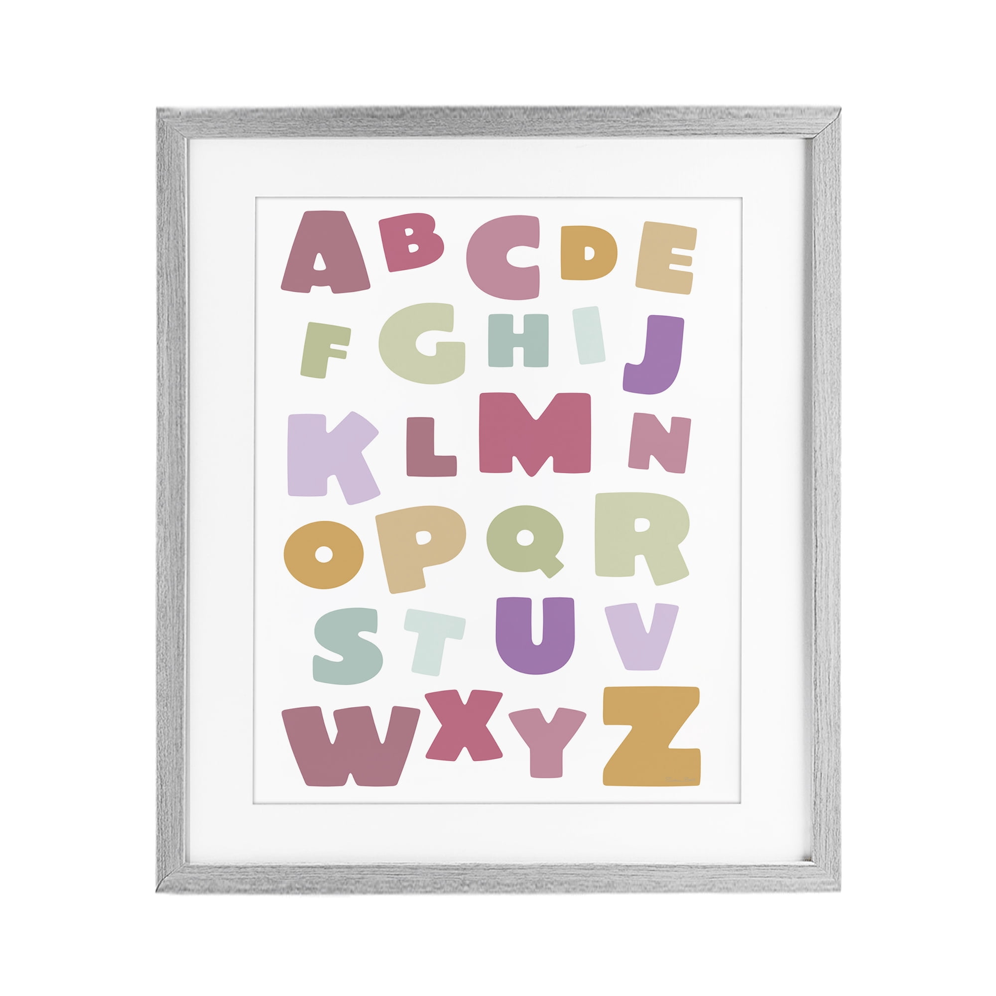 Stupell Industries Muted Alphabet Letters Gray Framed Print Under Glass, design by Susan Ball