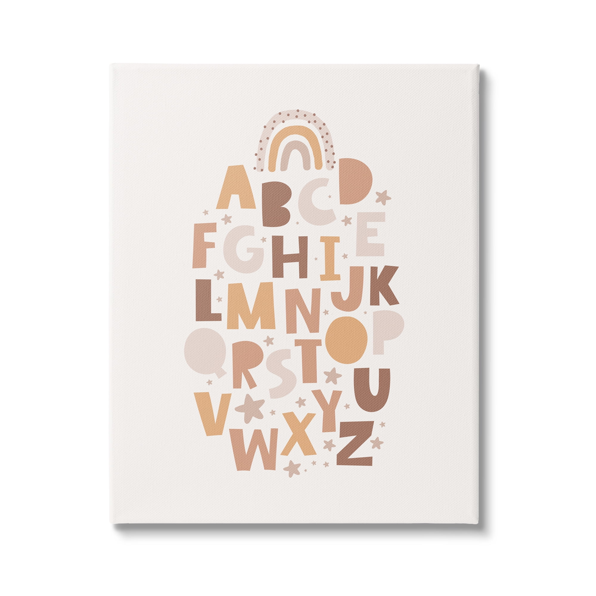 Stupell Industries Muted Alphabet Letters Nature Painting Gallery Wrapped Canvas Print Wall Art, 36 x 48