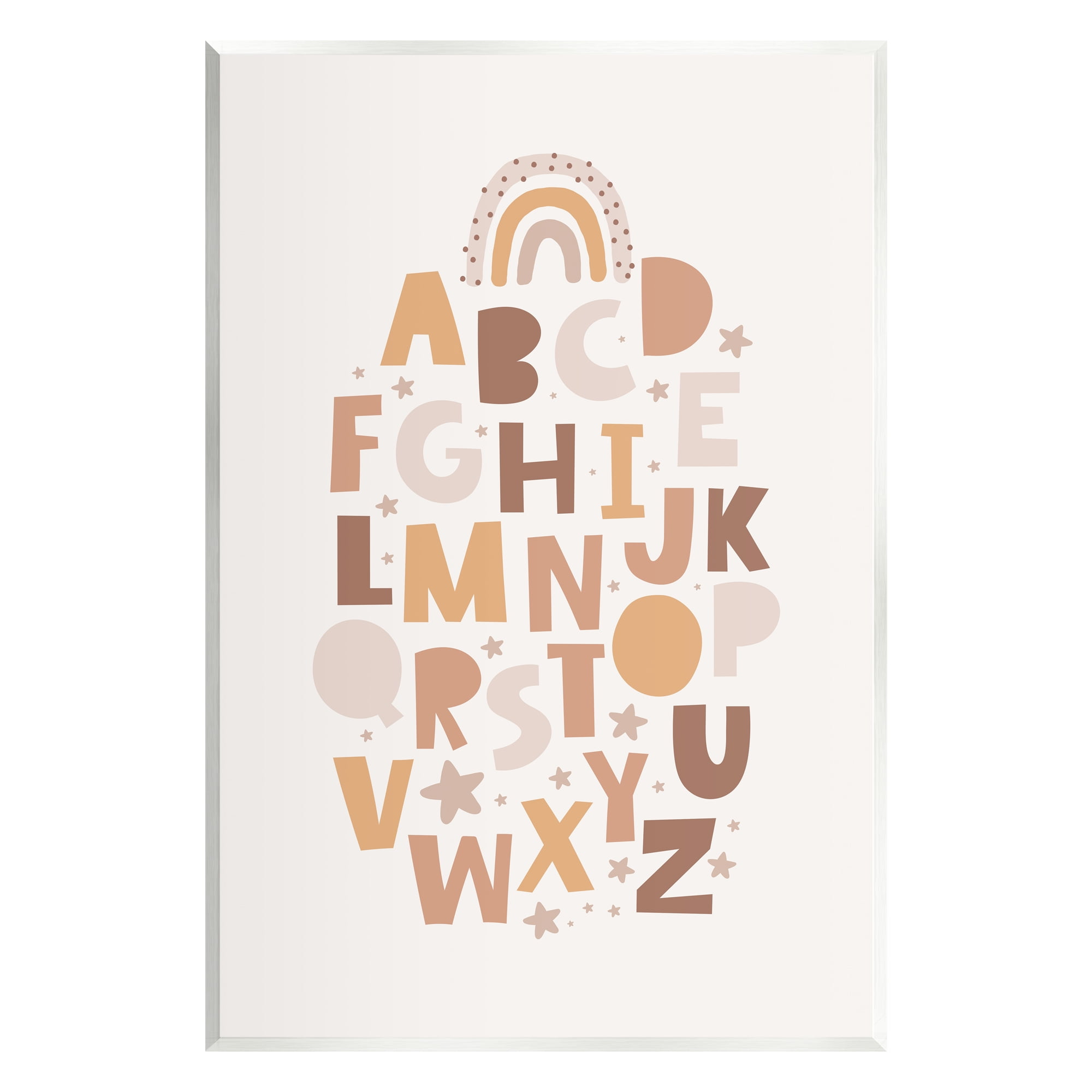 Stupell Industries Muted Alphabet Letters Nature Painting Unframed Art Print Wall Art, 10 x 15