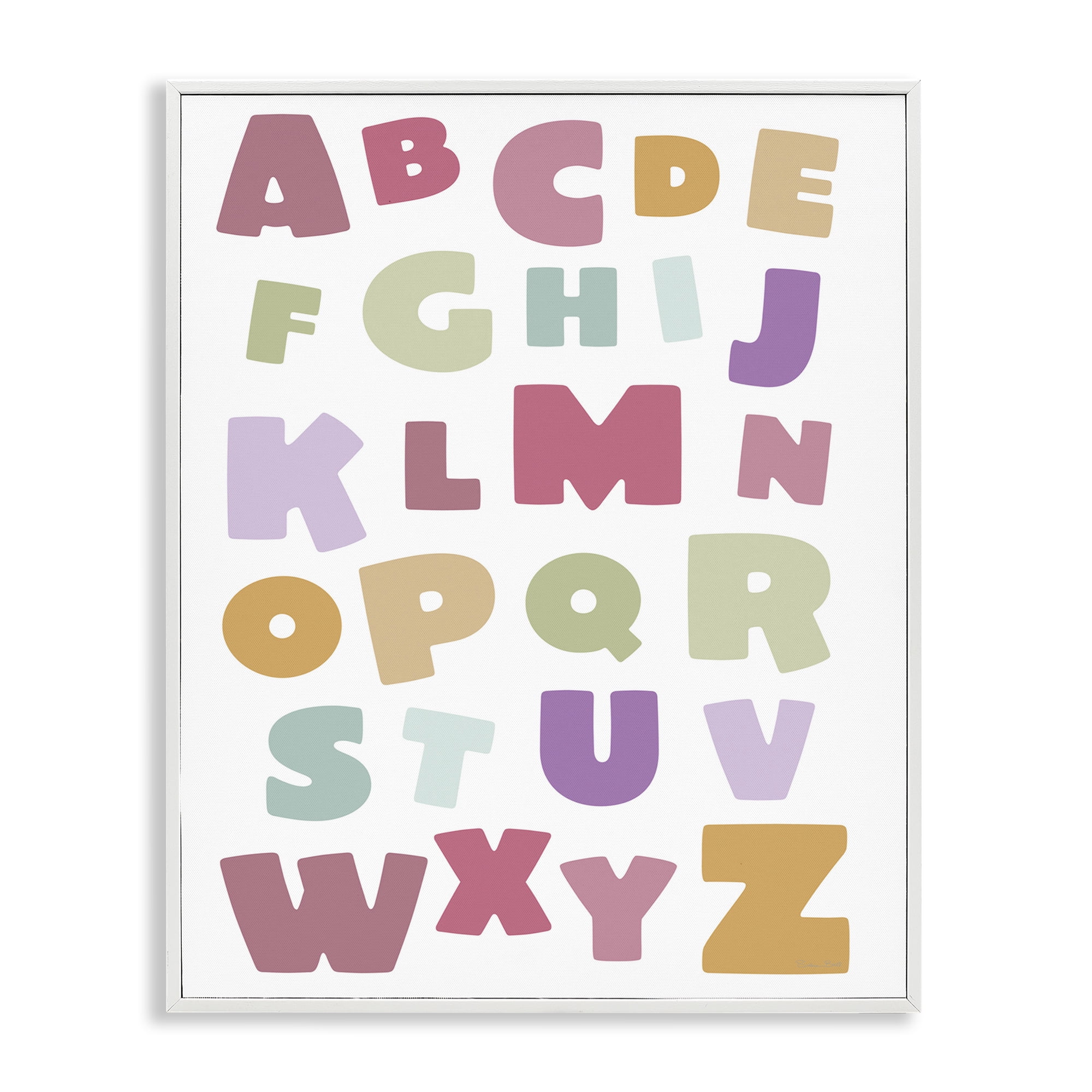 Stupell Industries Muted Alphabet Letters White Framed Giclee Art, design by Susan Ball