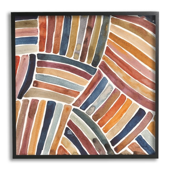 Stupell Industries Muted Alternating Stripes Abstract Painting Black Framed Art Print Wall Art, 24 x 24