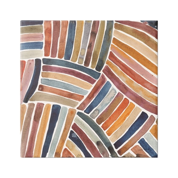 Stupell Industries Muted Alternating Stripes Abstract Painting Gallery Wrapped Canvas Print Wall Art, 17 x 17