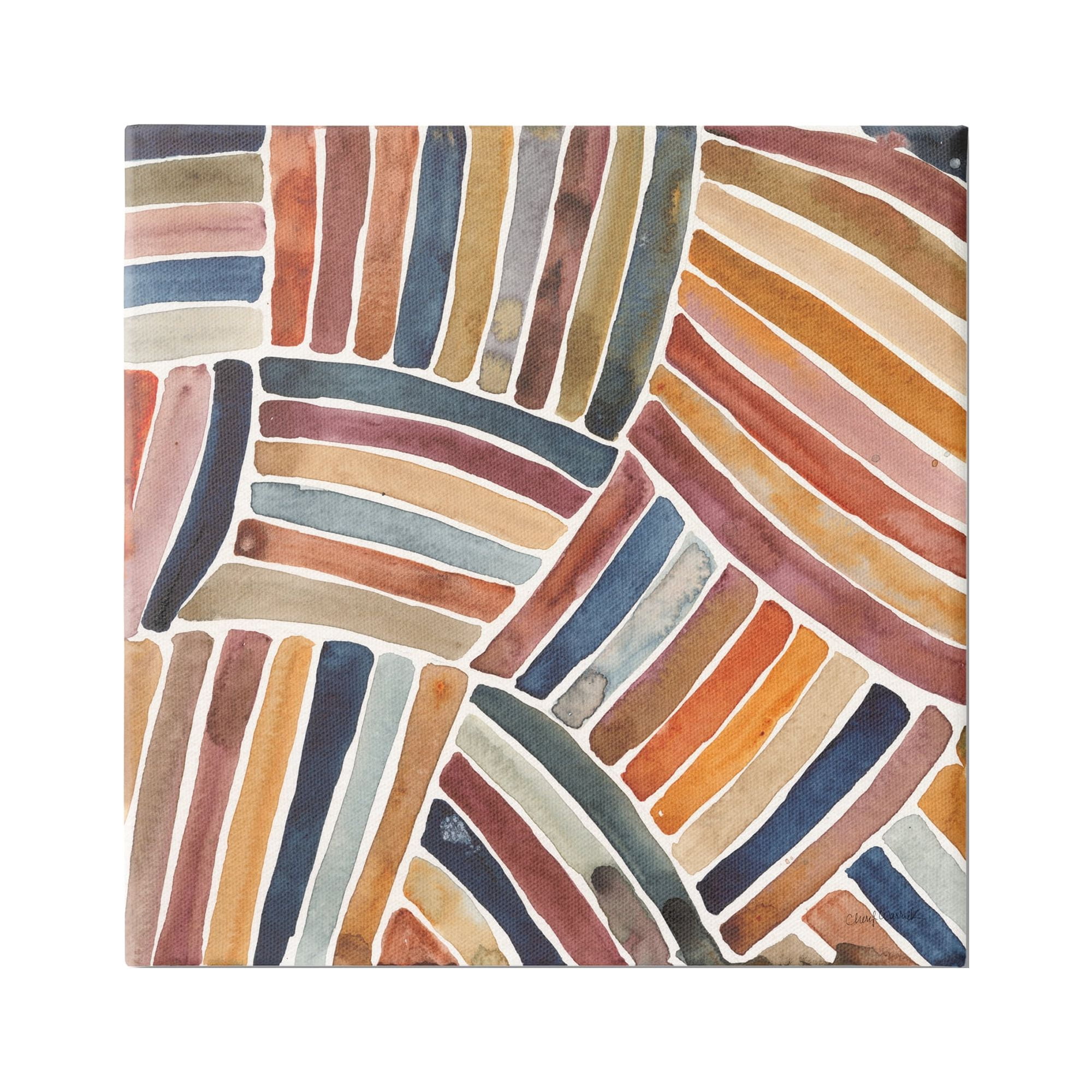 Stupell Industries Muted Alternating Stripes Abstract Painting Gallery Wrapped Canvas Print Wall Art, 24 x 24