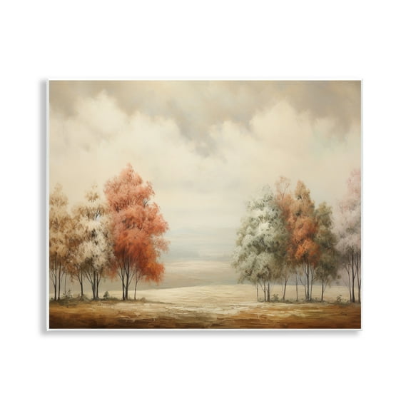 Stupell Industries Muted Autumn Treeline Landscape & Nature Painting Unframed Art Print Wall Art, 14 x 11