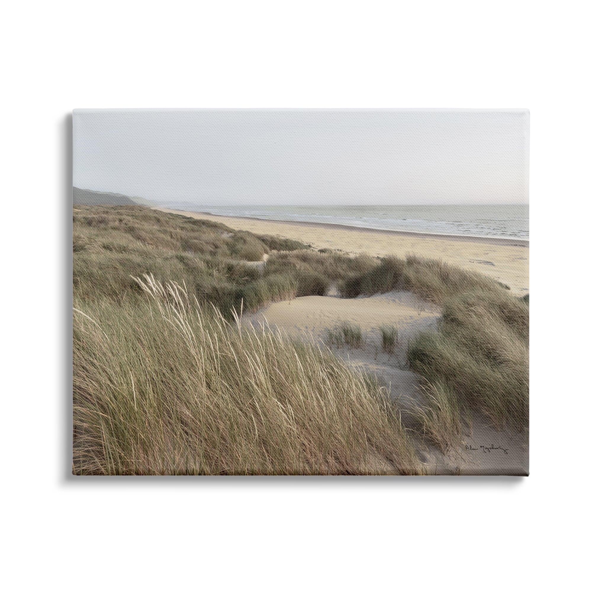 Stupell Industries Muted Beach Coast Tall Grassy Dunes Distant Mountains, 40 x 30,Design by Alan Majchrowicz