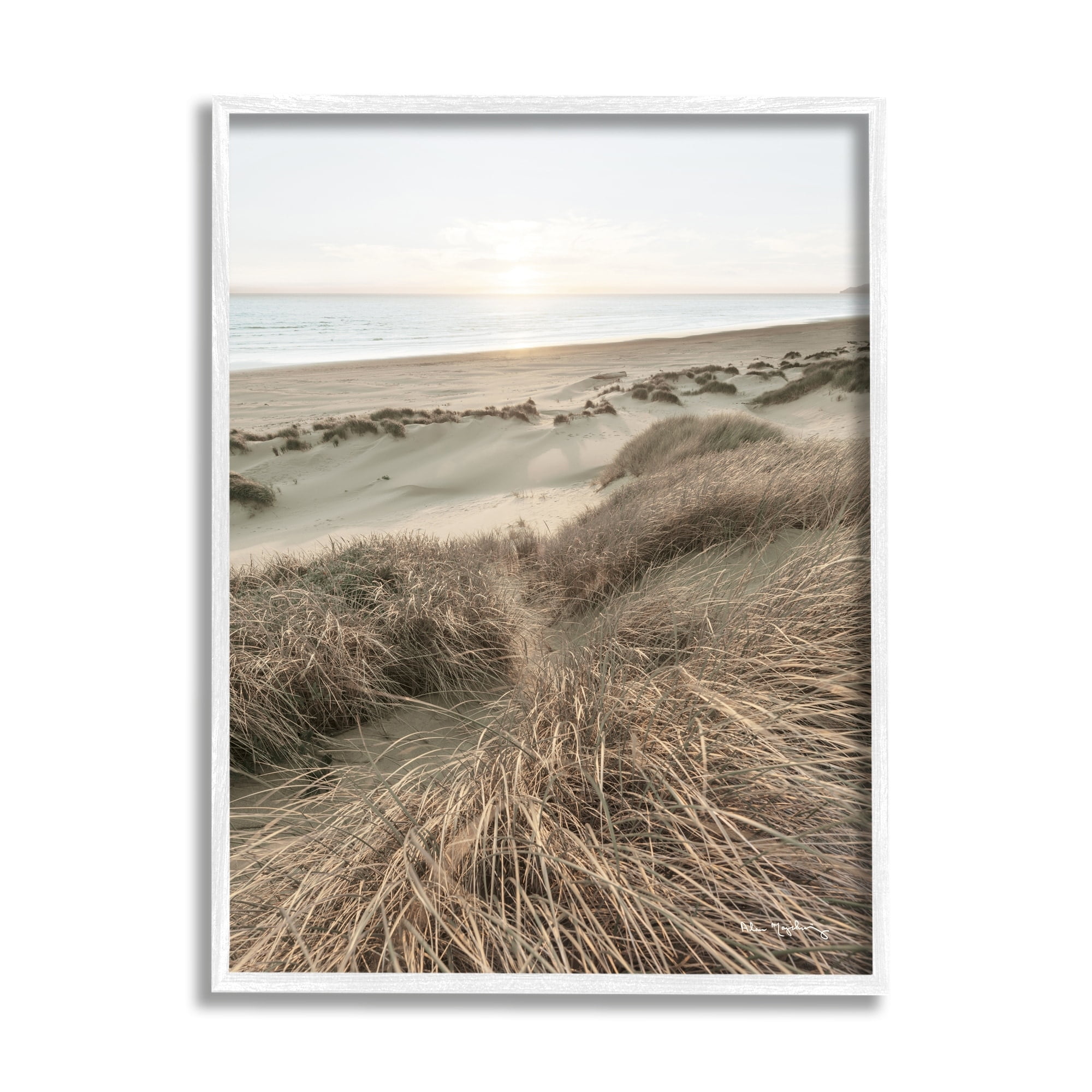 Stupell Industries Muted Beach Sunrise Tall Grass Soft Sand Dunes, 24 x 30,Design by Alan Majchrowicz