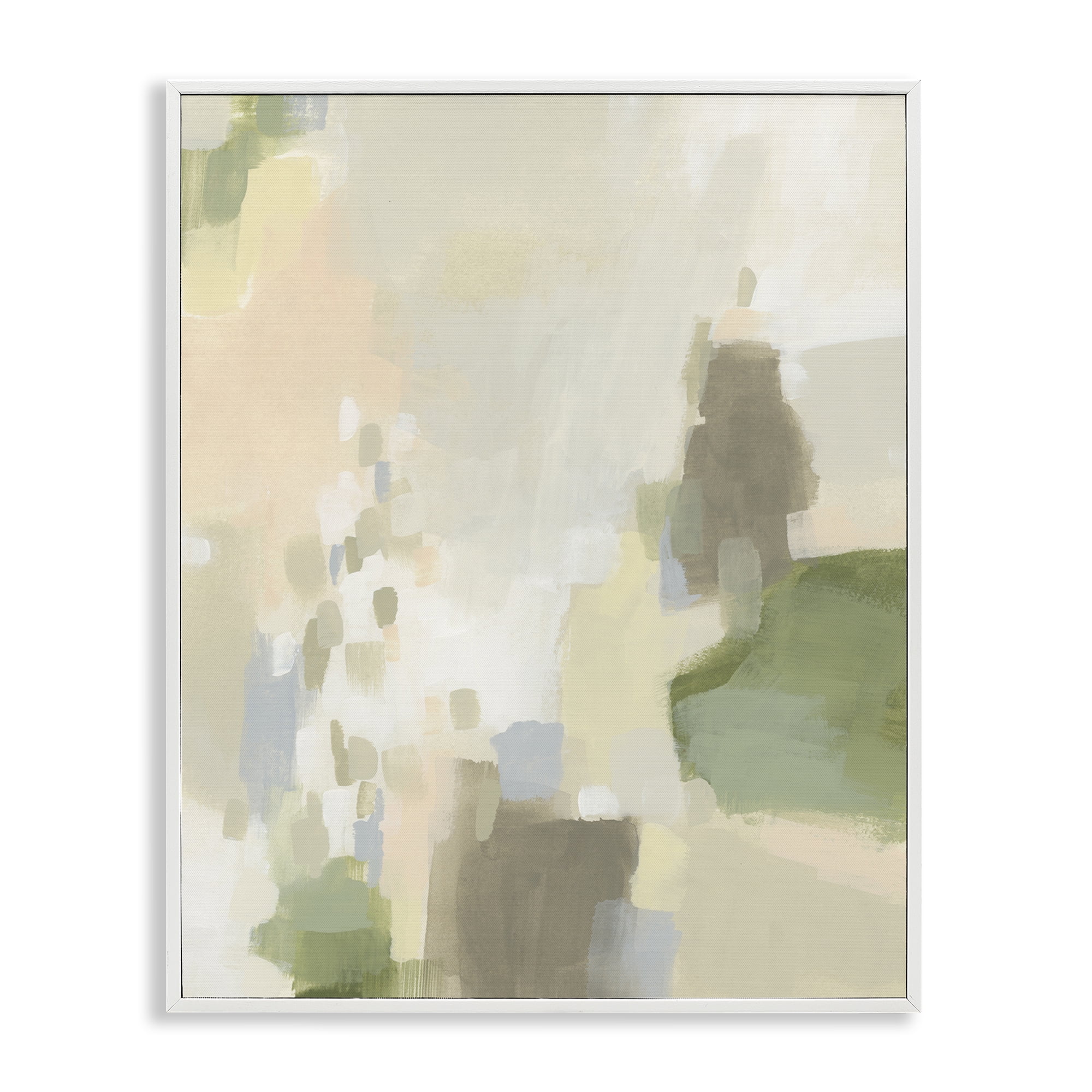 Stupell Industries Muted Beige & Green Abstract Painting White Framed Art Print Wall Art, 24 x 30