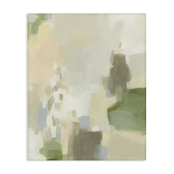Stupell Industries Muted Beige & Green Abstract Painting Wrapped Canvas Art Print Wall Art, 16 x 20