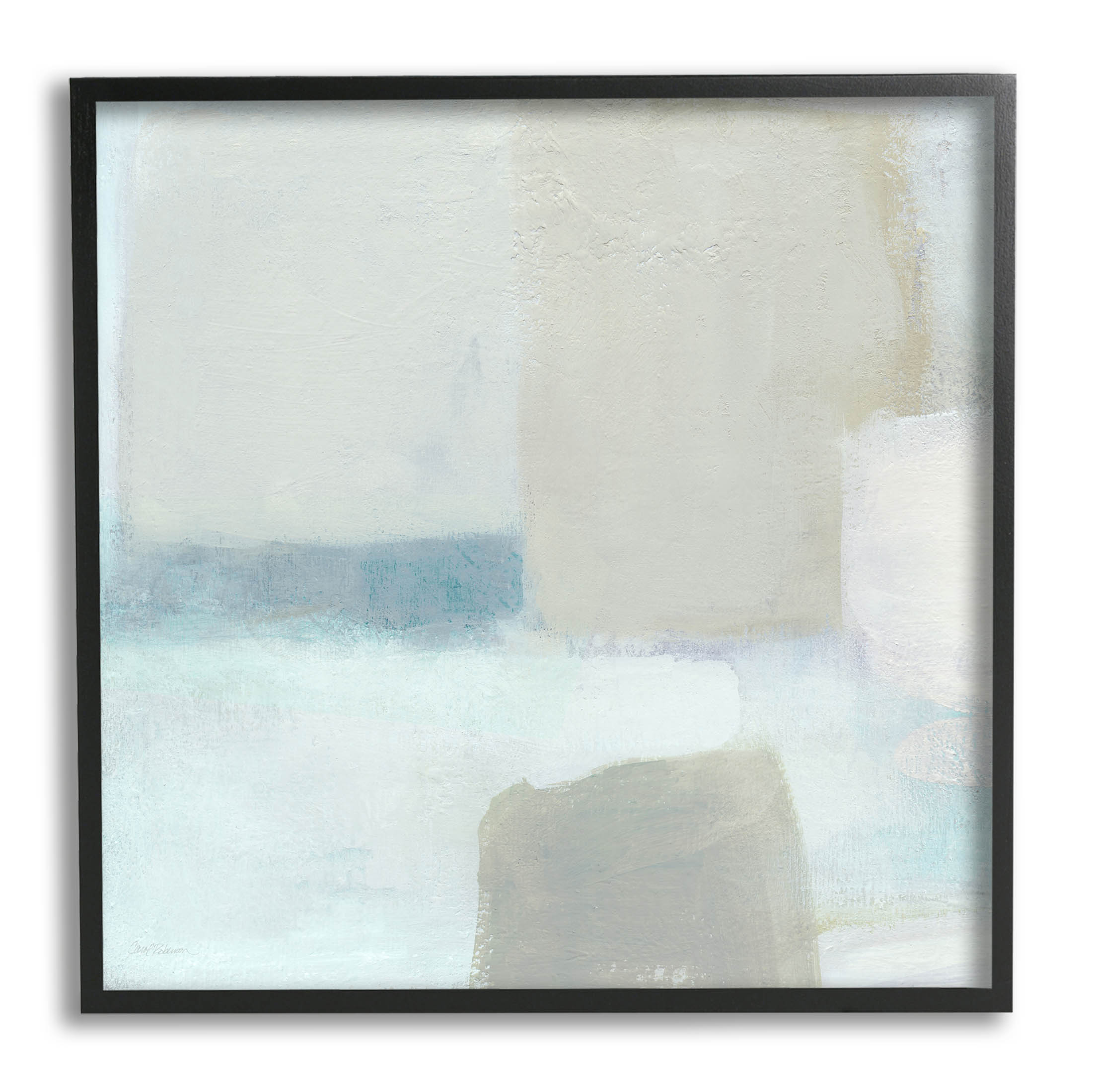 Stupell Industries Muted Blocked Abstract Shapes Painting Black Framed Art Print Wall Art, Design by Carol Robinson