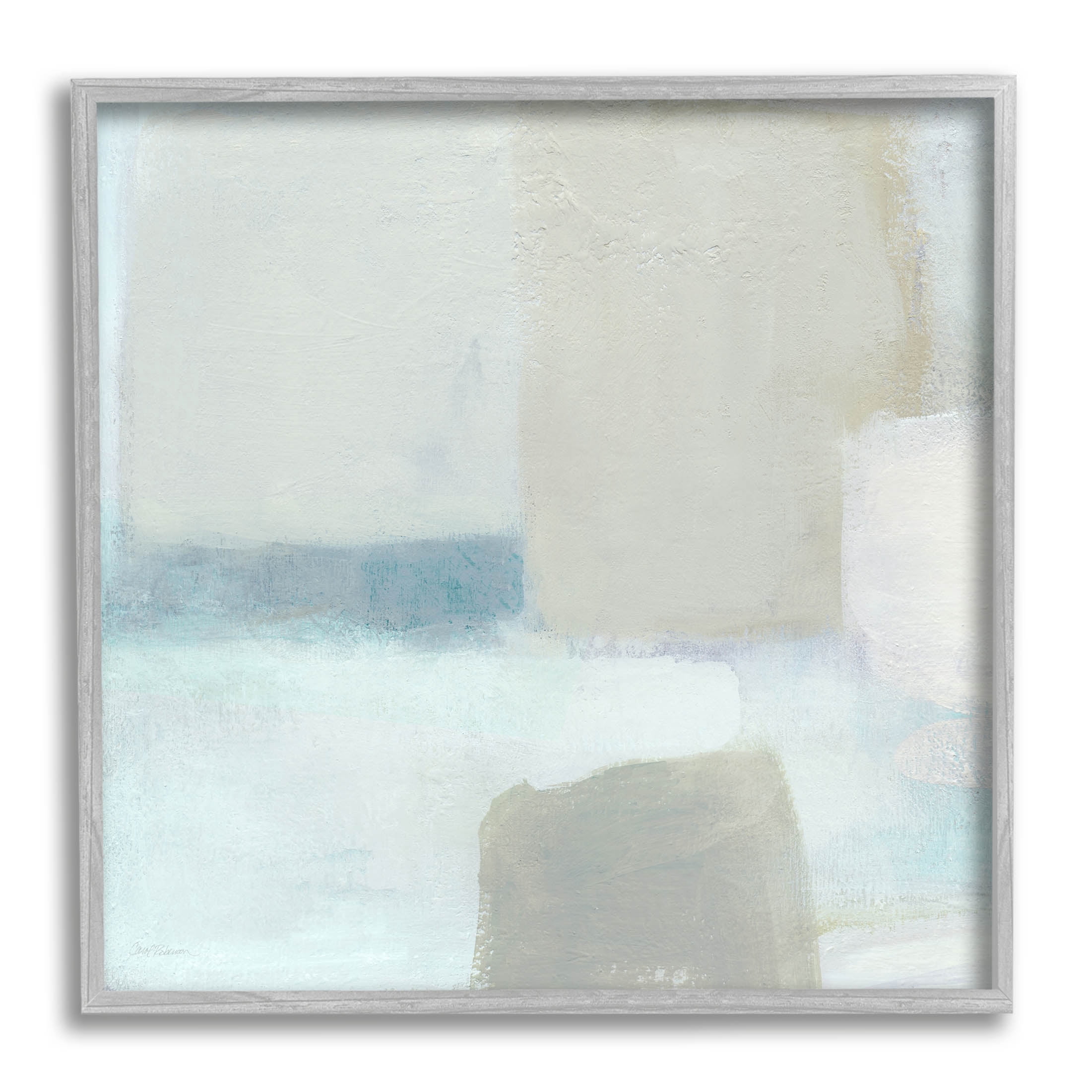 Stupell Industries Muted Blocked Abstract Shapes Painting Gray Framed Art Print Wall Art, Design by Carol Robinson
