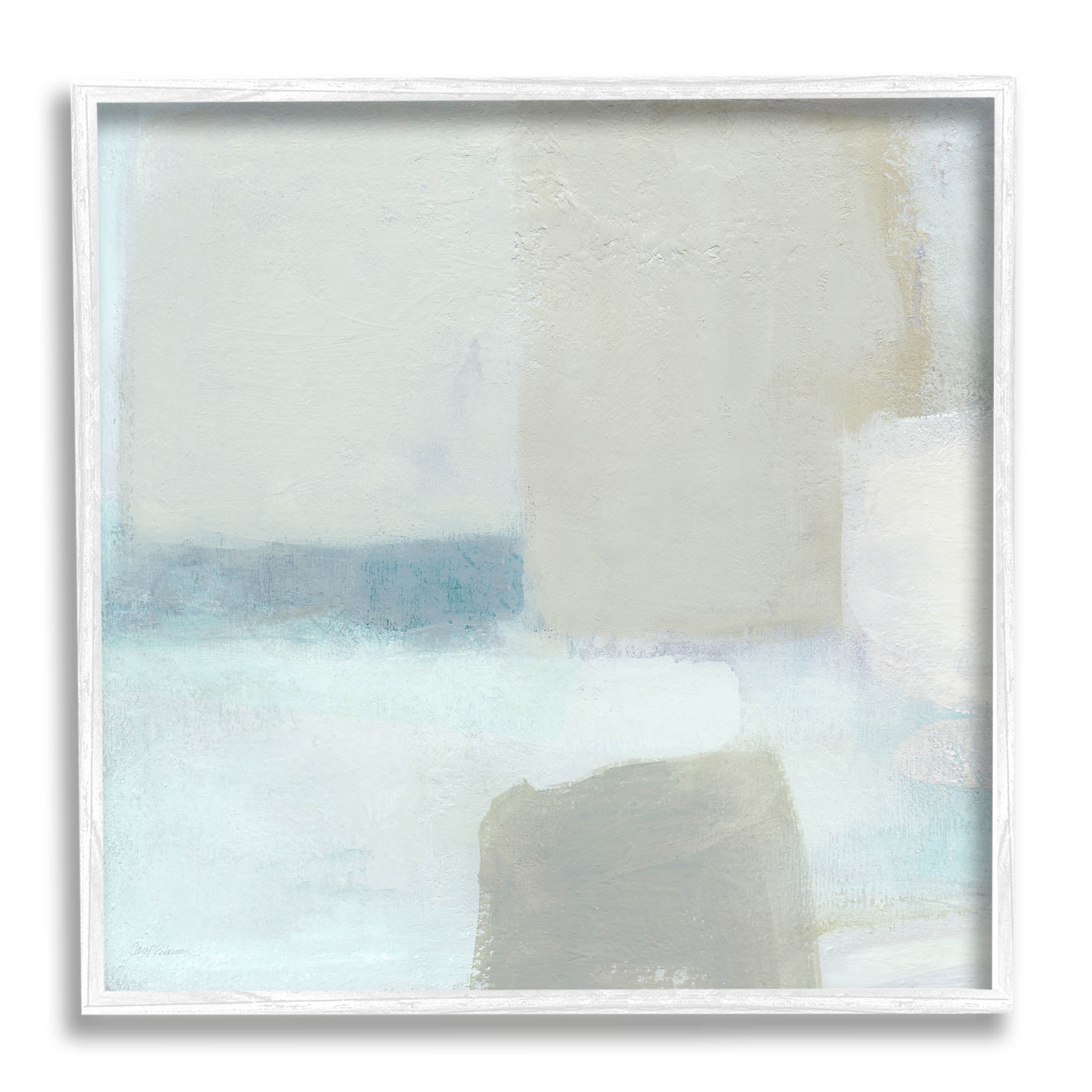 Stupell Industries Muted Blocked Abstract Shapes Painting White Framed Art Print Wall Art, Design by Carol Robinson