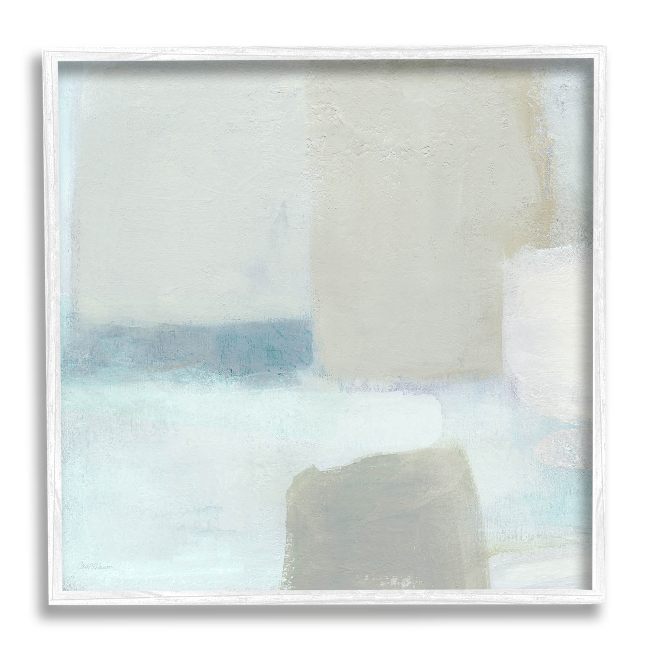 Stupell Industries Muted Blocked Abstract Shapes Painting White Framed Art Print Wall Art, Design by Carol Robinson
