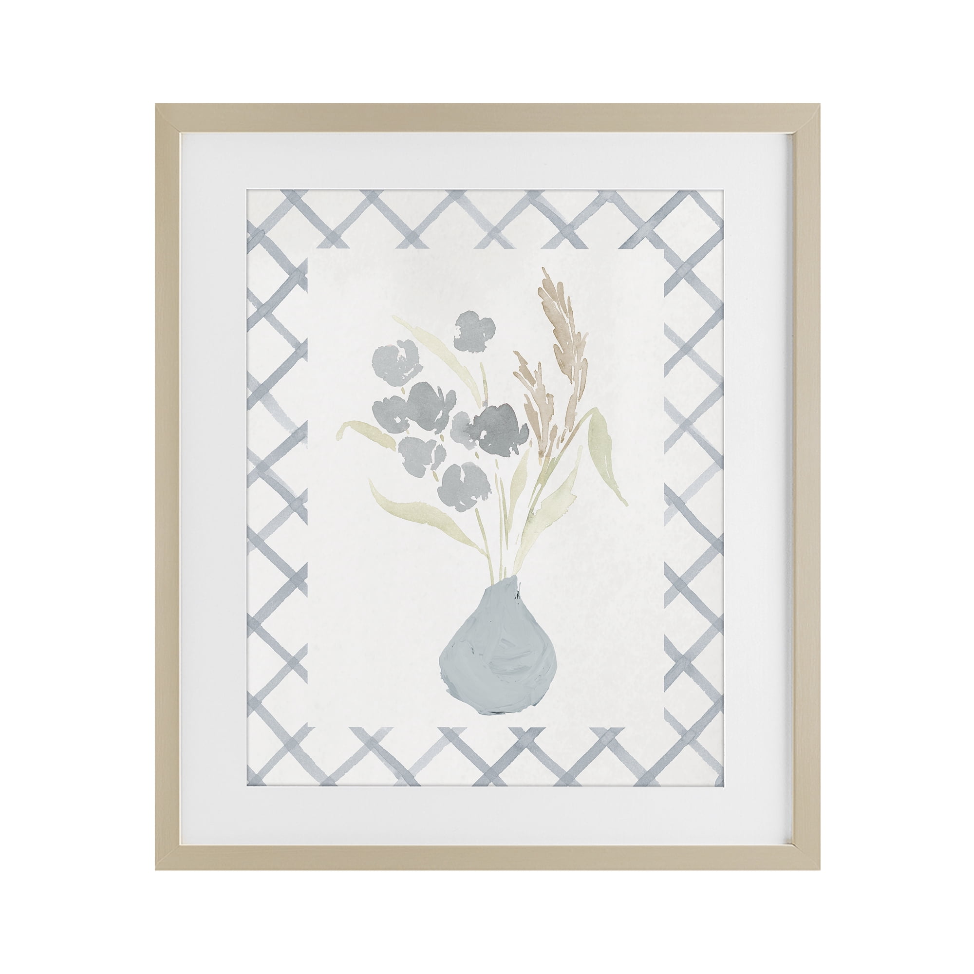 Stupell Industries Muted Blue Anna Bouquet Birch Framed Print Under Glass, design by Lucille Price