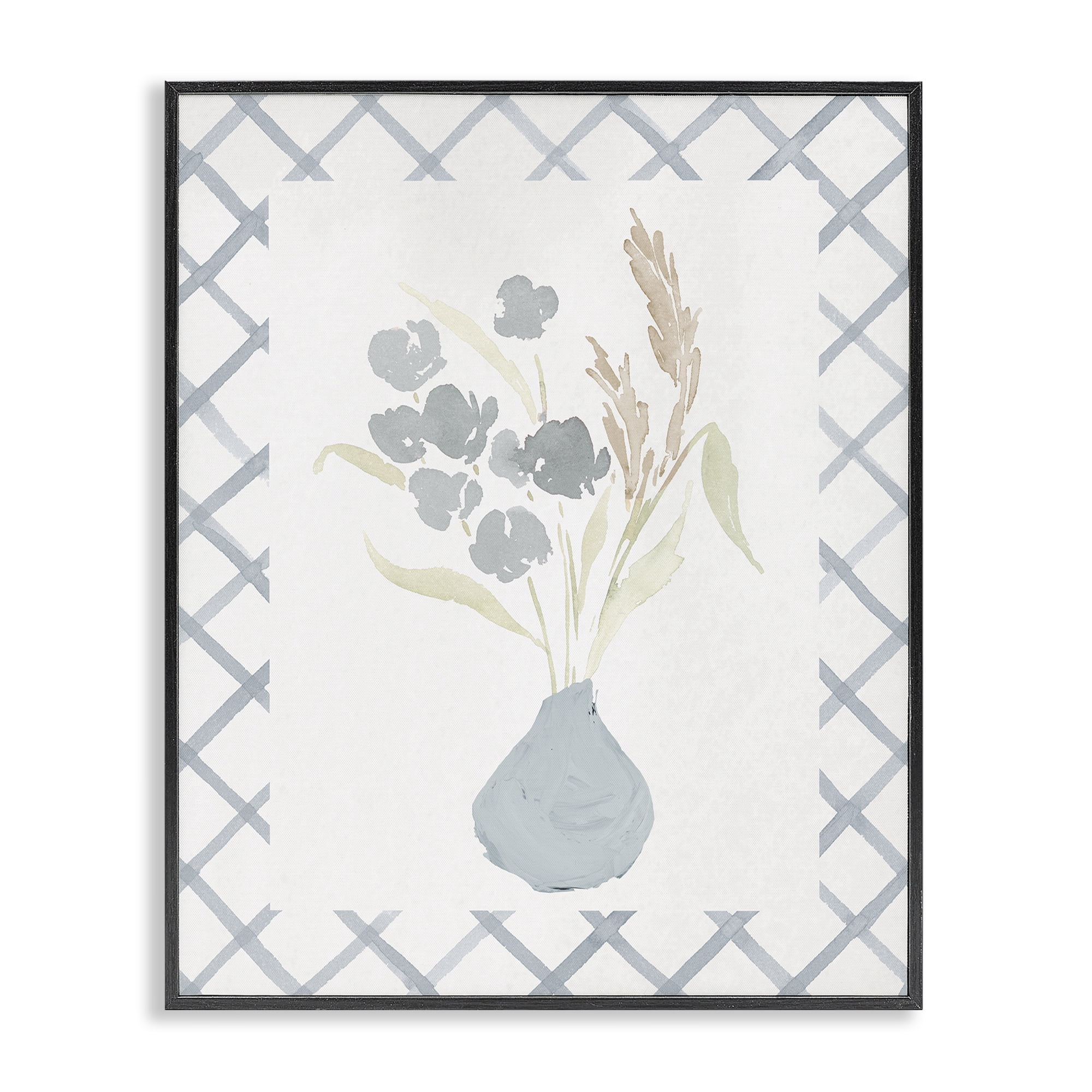 Stupell Industries Muted Blue Anna Bouquet Black Framed Giclee Art, design by Lucille Price