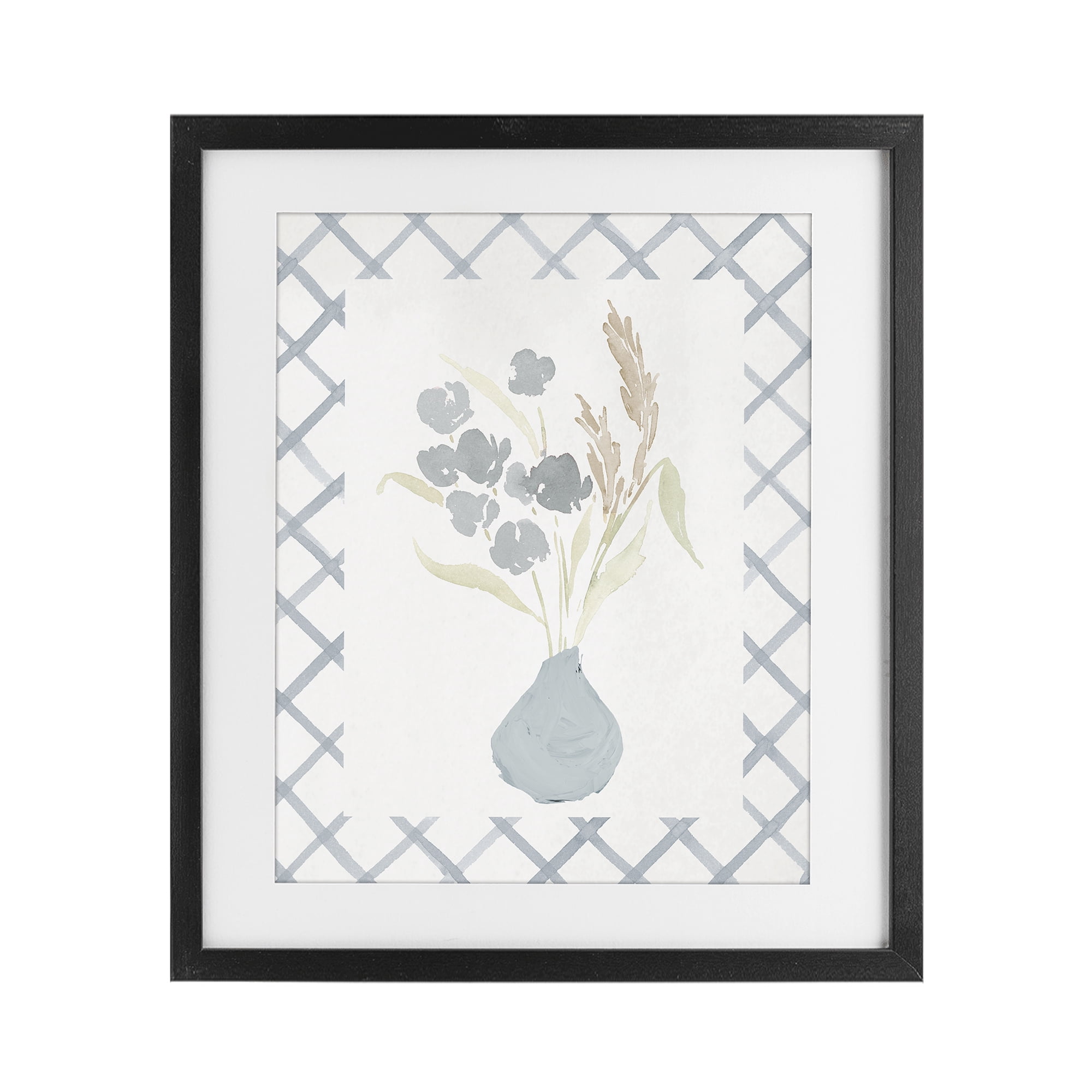 Stupell Industries Muted Blue Anna Bouquet Black Framed Print Under Glass, design by Lucille Price