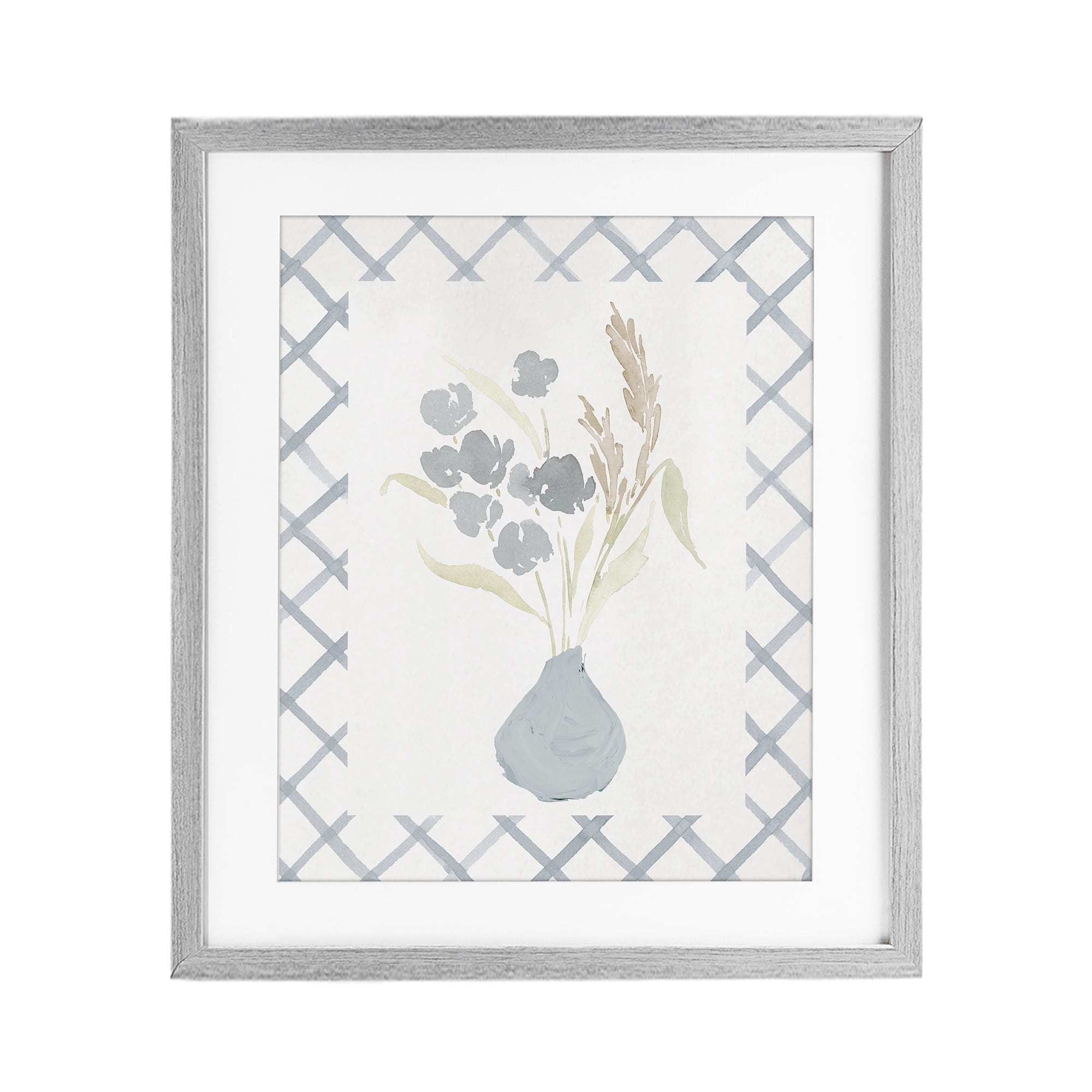 Stupell Industries Muted Blue Anna Bouquet Gray Framed Print Under Glass, design by Lucille Price