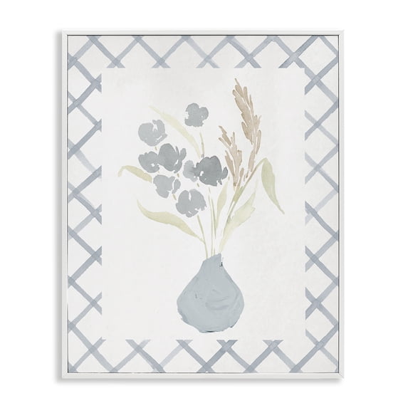 Stupell Industries Farmhouse Muted Blue Anna Bouquet White Framed Giclee Art, 16 x 20, by Lucille Price