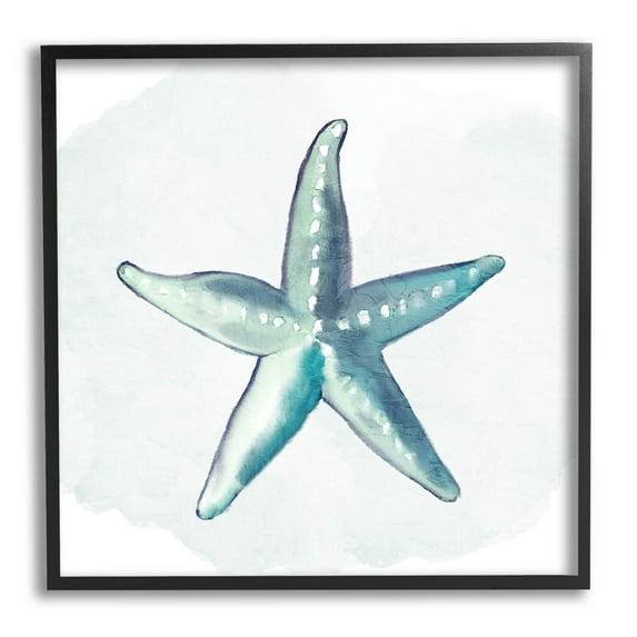 Stupell Industries Muted Blue Aquatic Starfish Graphic Art Black Framed Art Print Wall Art, Design by Kim Allen