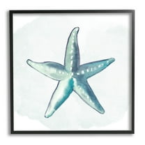 Stupell Industries Muted Blue Aquatic Starfish Graphic Art Black Framed Art Print Wall Art, Design by Kim Allen