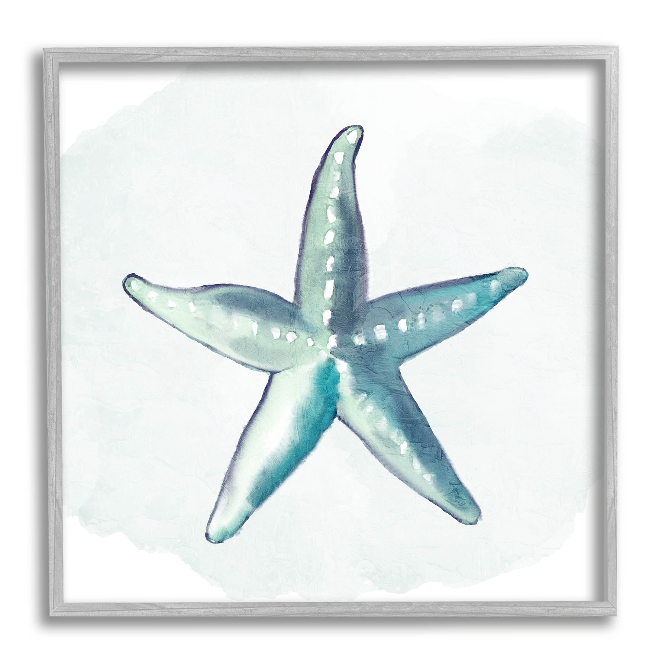 Stupell Industries Muted Blue Aquatic Starfish Graphic Art Gray Framed Art Print Wall Art, Design by Kim Allen