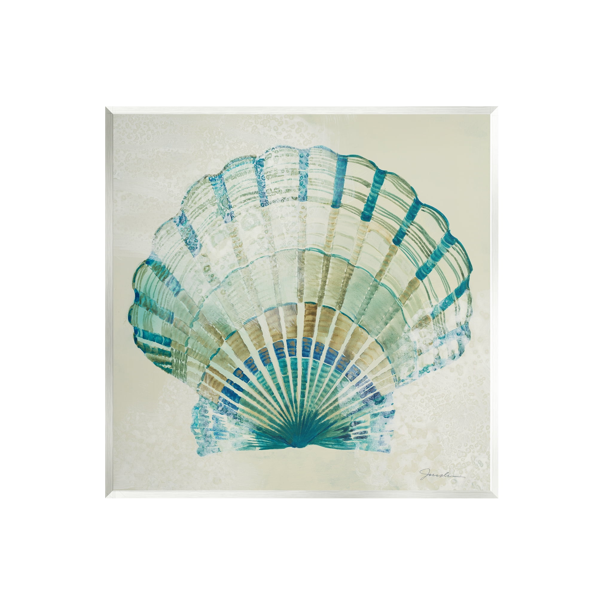 Stupell Industries Muted Blue Clam Shell Animals & Insects Painting Unframed Art Print Wall Art, 12 x 12