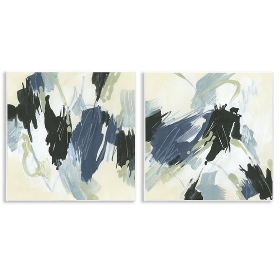 Stupell Industries Muted Blue Green Abstract Patches Abstract Painting Unframed Art Print Wall Art, 12 x 12, Set of 2