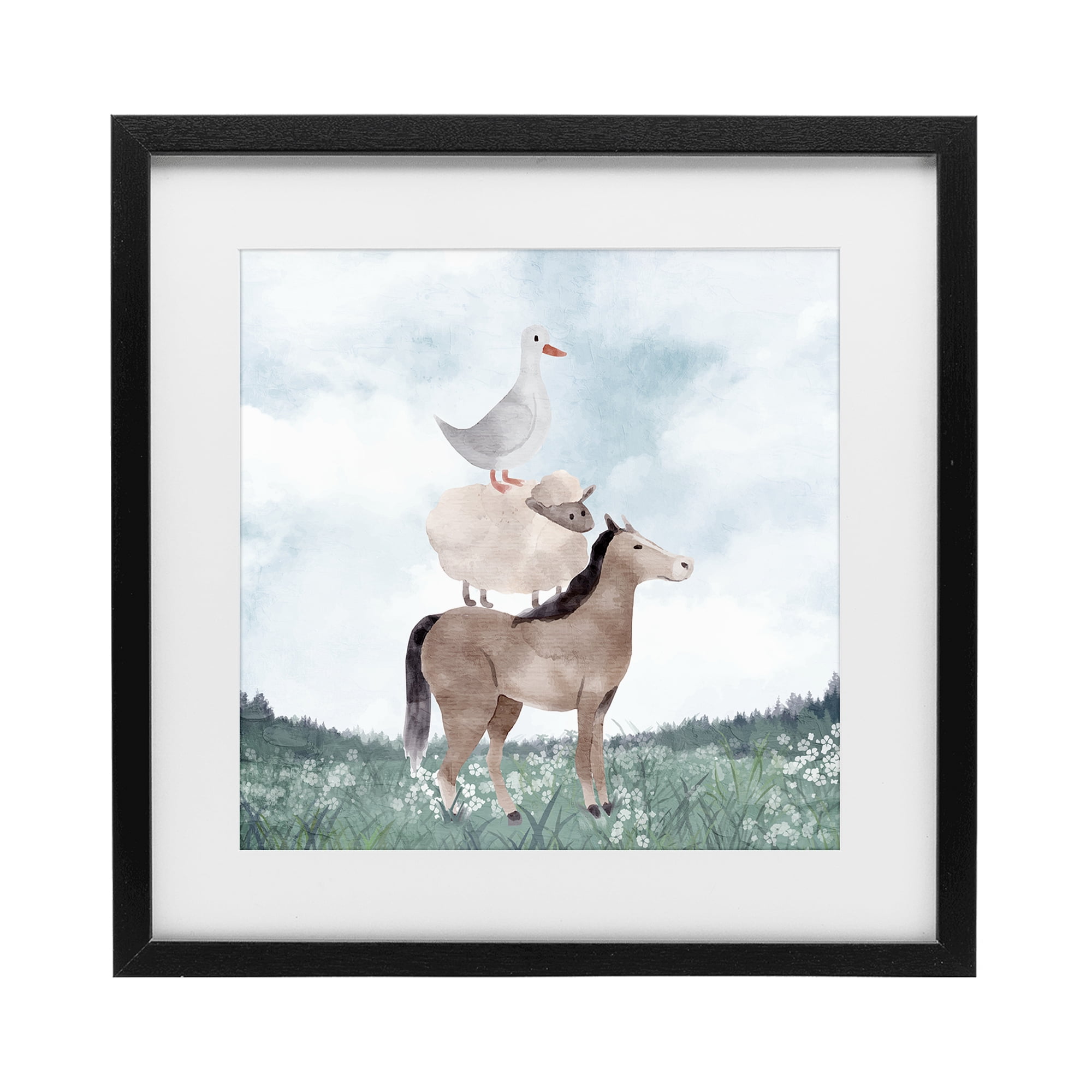 Stupell Industries Muted Blue Sky Farm Black Framed Print Under Glass, design by Kim Allen