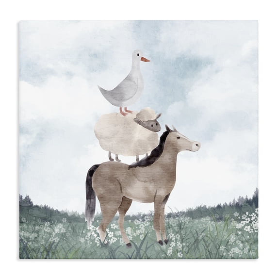 Stupell Industries Rustic Lodge Muted Blue Sky Farm Canvas Art, 17 x 17, by Kim Allen