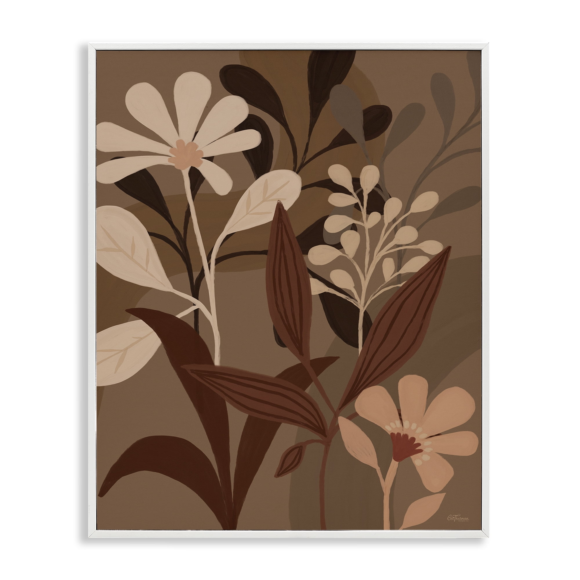 Stupell Industries Muted Boho Botanicals Plants & Flowers Painting White Framed Art Print Wall Art, 16 x 20
