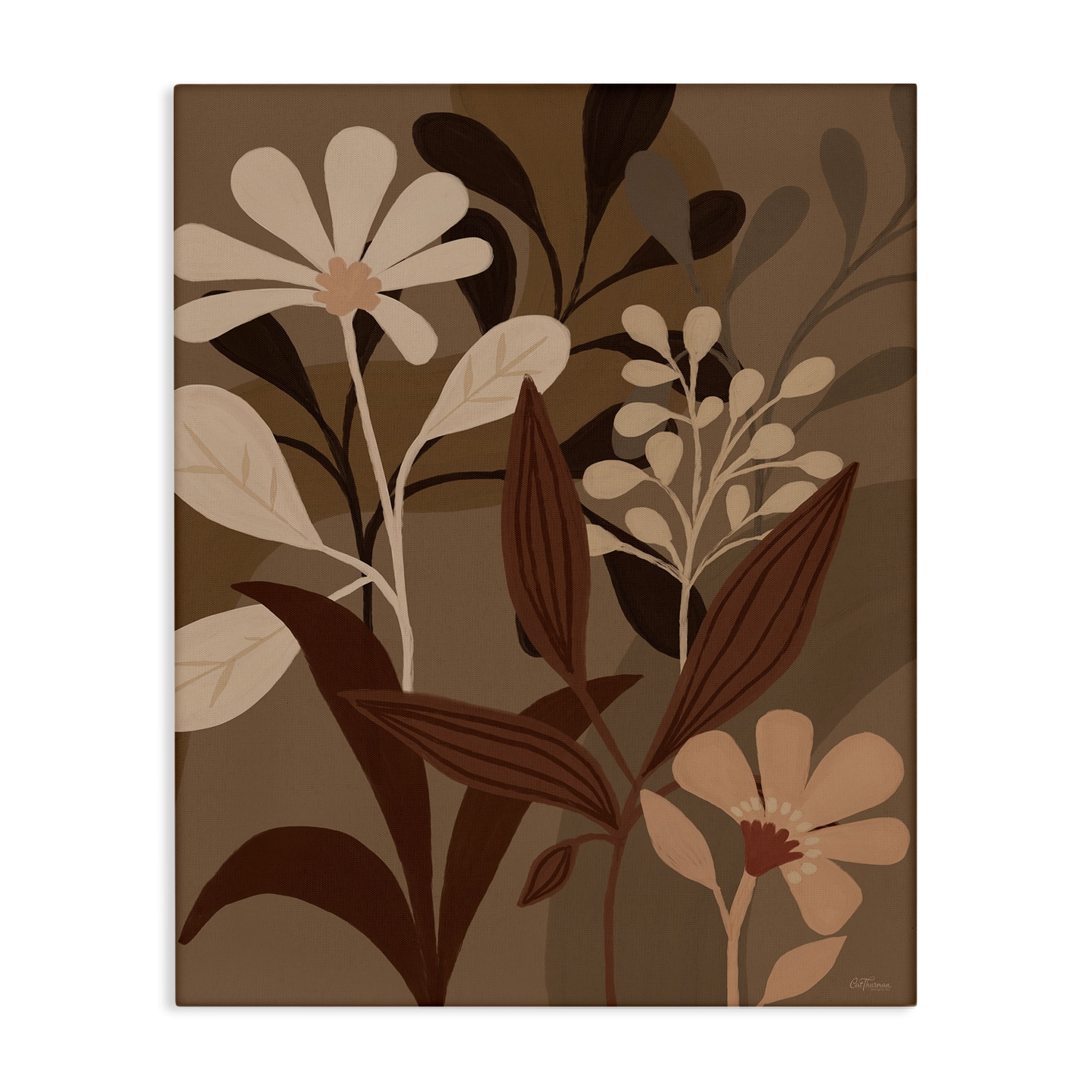 Stupell Industries Muted Boho Botanicals Plants & Flowers Painting Wrapped Canvas Art Print Wall Art, 36 x 48