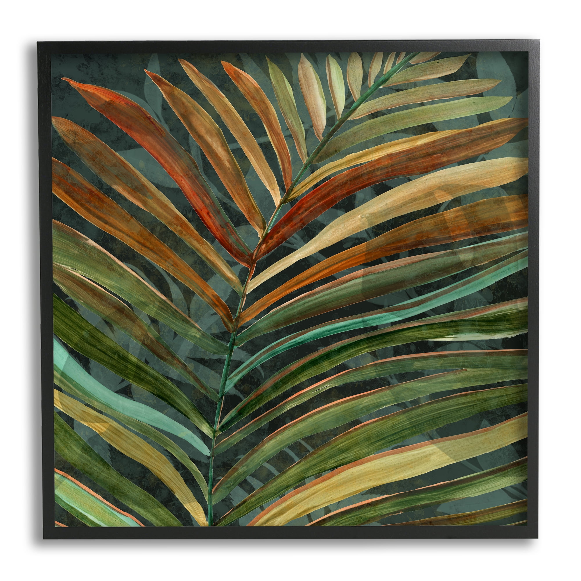 Stupell Industries Muted Botanical Leaf Botanical & Floral Painting Black Framed Art Print Wall Art, 24 x 24